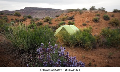 Tent In A Wild Desert Near Zion National Park, USA