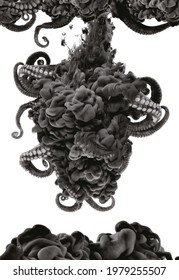 Tentacles Emerging From Black Ink Under Water