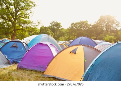 Tents At A Music Festival Campsite