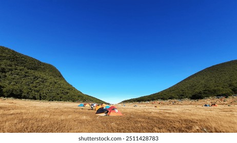 tents on the mountain west java indonesia
