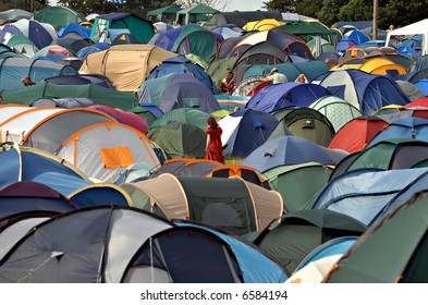 Tents On A Music Festival Campsite