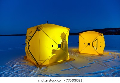 Tents On Winter Ice Fishing