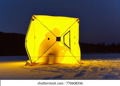 Tents On Winter Ice Fishing