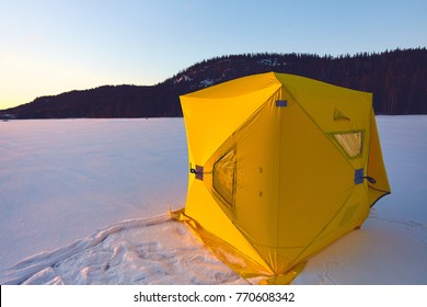 Tents On Winter Ice Fishing