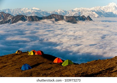 Tents Settled On A Mountain