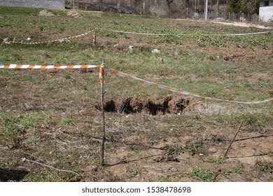 Terelle, Italy - March 15, 2009: The small sinkhole in the Terelle countryside in the province of Frosinone
