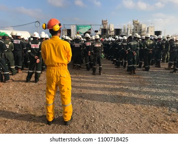 Terengganu, Malaysia - Circa April 2018. Contractor And PETRONAS Staff Attending Toolbox Meeting Before Doing Shutdown Activity At A Petrochemical Plant