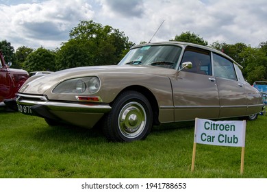 TERENURE, DUBLIN, IRELAND - JULY 02, 2016: A Beige Citroën DS Belonging To The Citroën Car Club In Ireland.