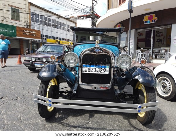 Teresopolis, RJ, Brazil - March 20th 2022 - Ford
Model A 1929. Blue, with a black ceiling. Very well cared. A
vintage classic old Ford. Made in the
USA.