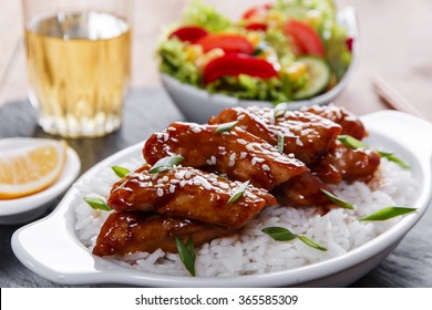 Teriyaki Chicken With Rice And Salad