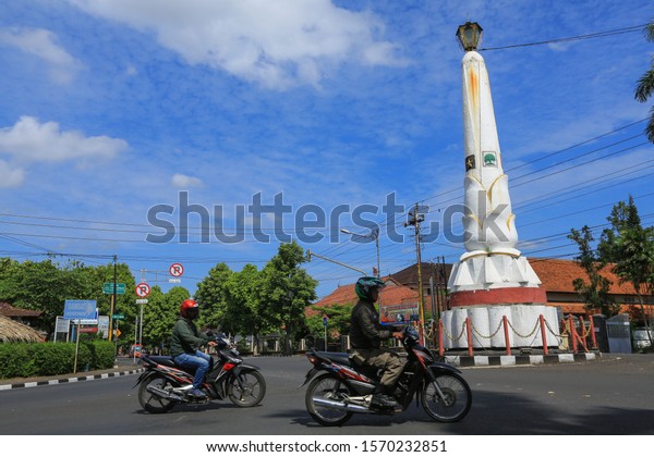 The term of this monument is Tugu Pancasila, Tugu
Merdeka, Tugu Pembangunan at the intersection of Jalan Gatot
Subroto with Jalan Merdeka, Purwokerto, Central Java,Indonesia.
November 16, 2019.