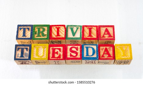 The Term Trivia Tuesday Visually Displayed On A White Background Using Toy Blocks Image With Copy Space