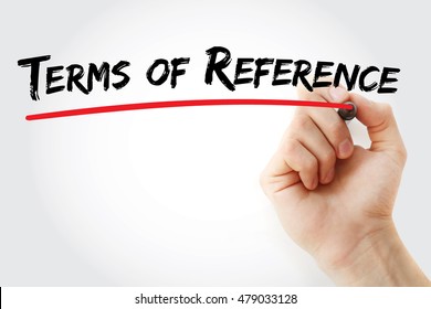 Terms Of Reference - define the purpose and structures of a project, committee, meeting, negotiation, text with marker