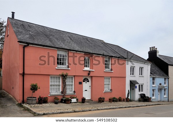 Terrace Country Cottages Mylor Coastal Village Stock Photo Edit