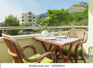 Terrace exterior of apartment in mediterranean environment