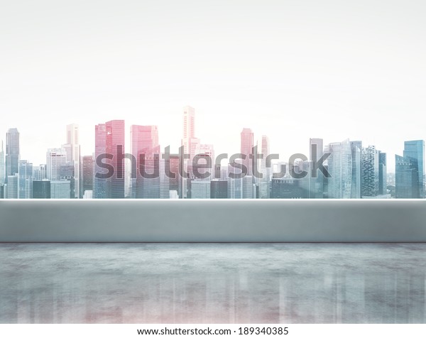Terrace with modern city\
view