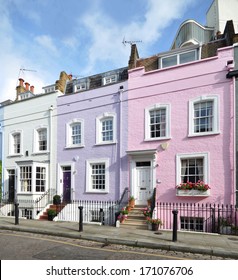 Terrace Of Small Eighteenth Century Georgian Houses In London, UK.