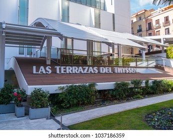 Terrace Of Thyssen Bornemisza Museum In Madrid - MADRID / SPAIN - FEBRUAR 21, 2018