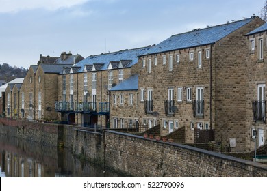 Terraced Canal Side Houses In Northern England