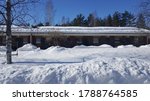 Terraced houses in Finland completely covered in snow in winter