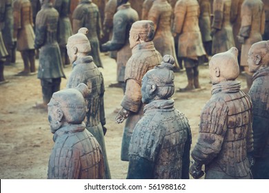 Terracotta Army of soldier sculptures group  in Xian, China