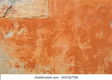 Terracotta Faded Surface Of The Old Wall