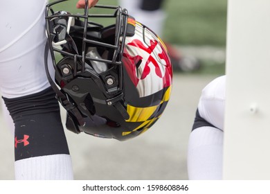 Terrapins Football Helmet  - NCAA Division 1 Football University Of Maryland Terrapins  Vs. Ohio State Buckeyes On November 11th 2019 At The Ohio State Stadium In Columbus, Ohio USA