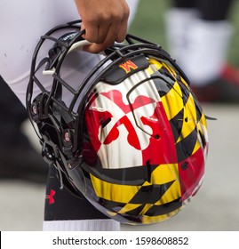 Terrapins Football Helmet  - NCAA Division 1 Football University Of Maryland Terrapins  Vs. Ohio State Buckeyes On November 11th 2019 At The Ohio State Stadium In Columbus, Ohio USA