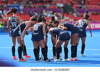 Terrassa, Spain. 2022 July 7 . Argentine Team Celebrating A Goal In The Argentina Vs. Canada Field Hockey Match At The FIH Hockey Womens World Cup 2022 World Championship.