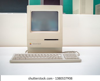 TERRASSA, SPAIN-MARCH 19, 2019: 1991 Apple Macintosh Classic II (Performa 200) Personal Computer In The National Museum Of Science And Technology Of Catalonia