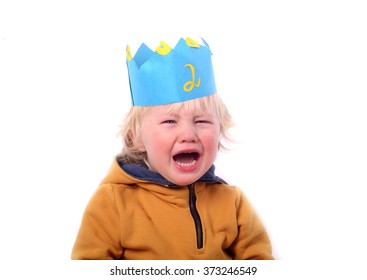 Terrible Twos, Grumpy Two Year Old Boy With The Crown