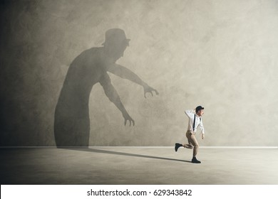 Terrified Man Escapes From His Scary Fears Shadows