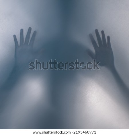 Terrifying blurry ghostly alien. Silhouette of a ghost, monster, creature. The concept of fear, horror, scary, monster hallucination, psycho nightmare, halloween festival.