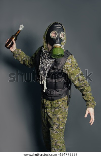 Terrorist Camouflage Suit Body Armor Gas Stock Photo 654798559 ...