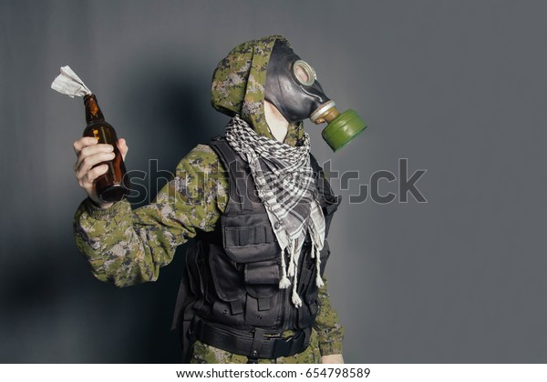 Terrorist Camouflage Suit Body Armor Gas Stock Photo 654798589 ...