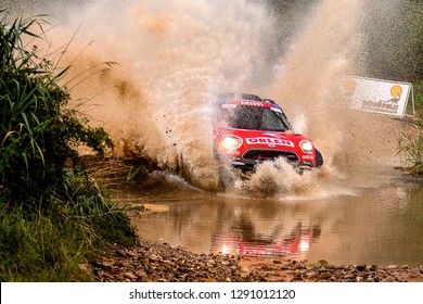 TERUEL, SPAIN - JUL 21 : Polish Driver Jakub Przygonski And His Codriver Tom Colsoul In A Mini All4 Racing Race In The XXXV Baja Spain, On Jul 21, 2018 In Teruel, Spain.