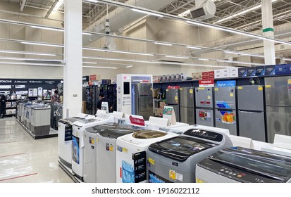 Tesco Lotus,THAILAND- February 3, 2021 : Consumer Products Are Placed On The Shelves, Single Supermarket That Has Everything, Thailand's Leading Department Store.