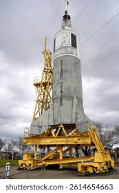 A Test Rocket Sitting on a Launch Stand