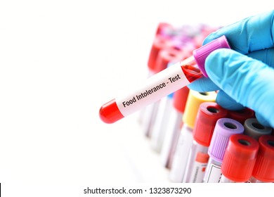 Test Tube With Blood Sample For Food Intolerance Test