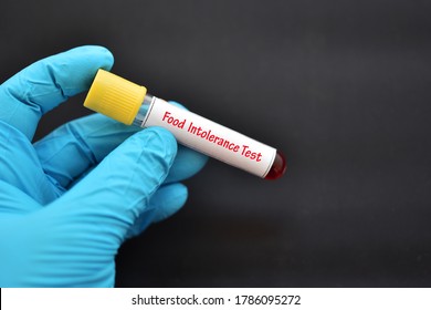 Test Tube With Blood Sample For Food Intolerance Test