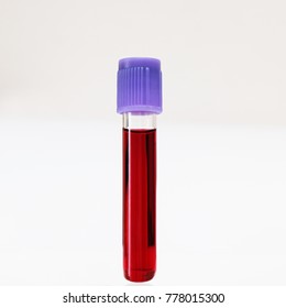 Test Tube With Blood Sample, Isolated On White.