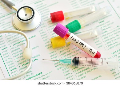 Test Tube With Blood Sample For Lead (Pb) Metal Test