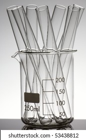 test tubes in a beaker with a white background