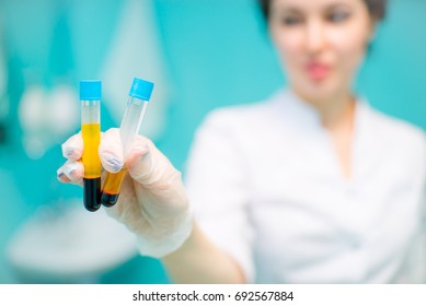 Test Tubes With Blood And Plasma