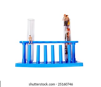 Test tubes for laboratory experiments filled with a variety of people