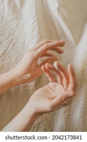 Testing Beauty Cream Product On The Back Of The Hand