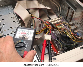 Testing Desktop Computer Power Supply With Analogue Multimeter        