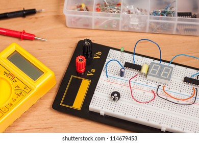 Testing Electrical Circuit On Breadboard With Voltmeter