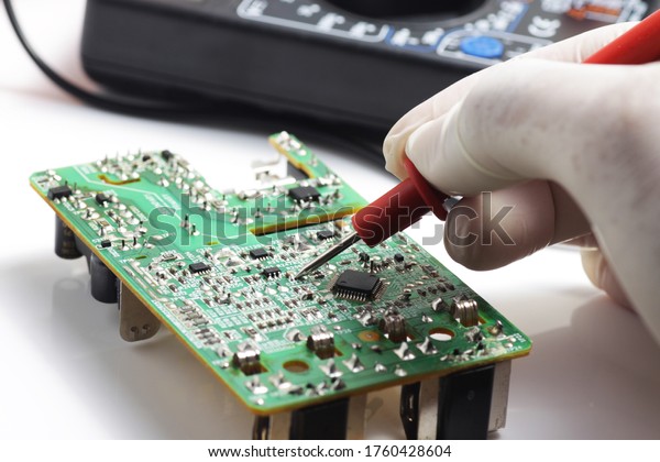 Testing Smd Component Using Multitester While Stock Photo Edit Now Testing Smd Component Using Multitester While Stock Photo Edit Now