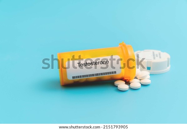 Testosterone. Testosterone Medical pills in RX\
prescription drug\
bottle